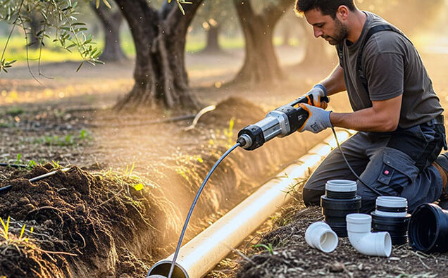 Plumber Using Pipe Auger
